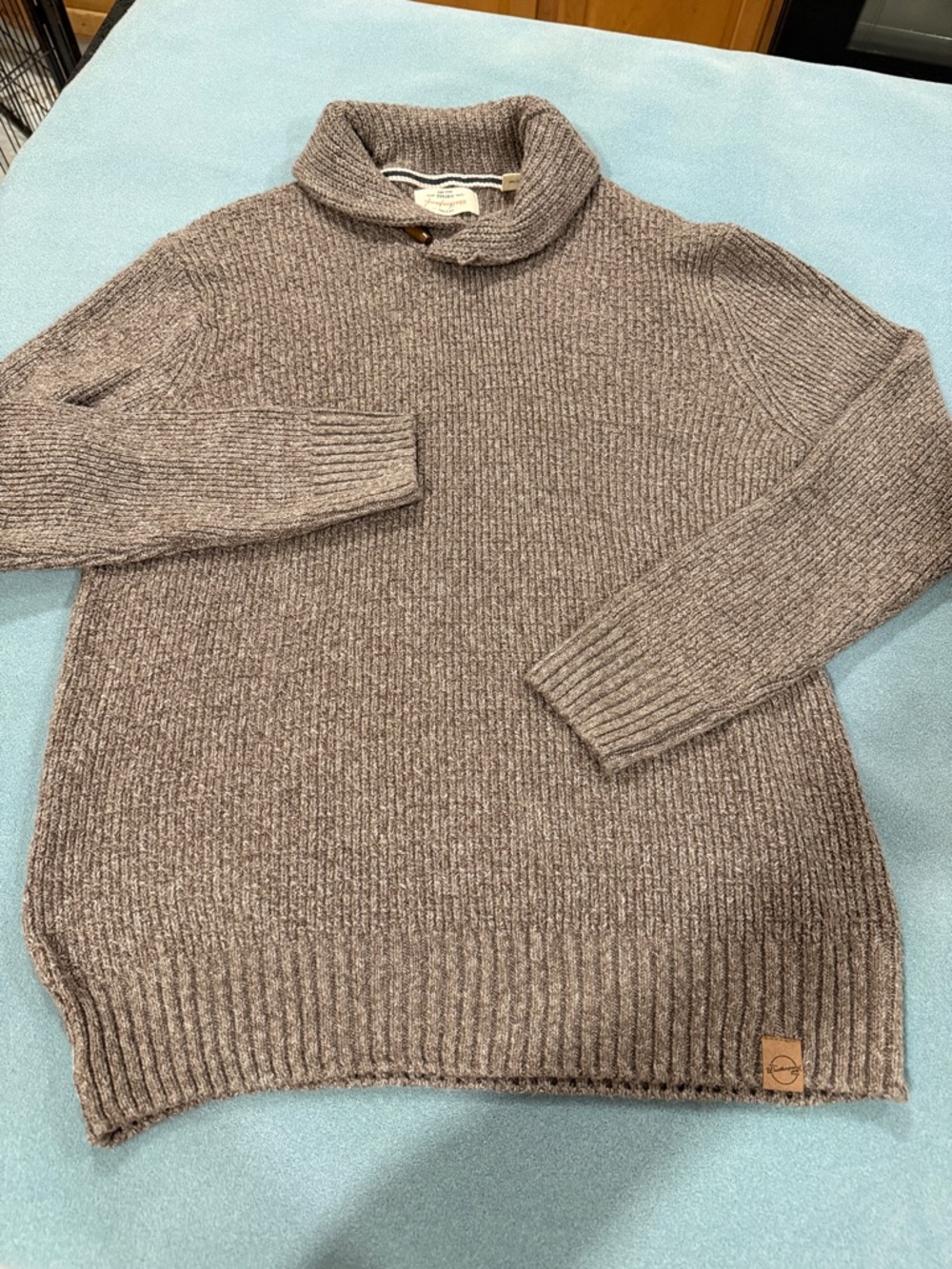 Weatherproof Men's Ribbed Turtleneck Sweater in Taupe